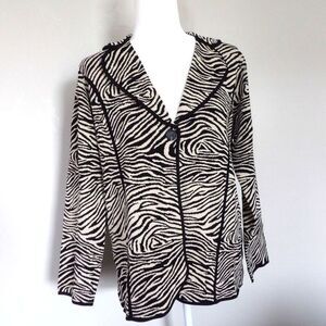G Signature Womens 1X Zebra Print Jacket Women's Animal Print Button‎
